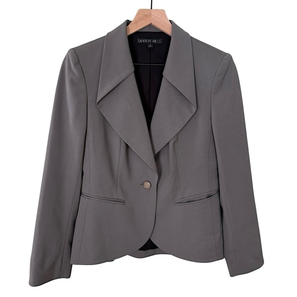 Lafayette 148 Wool Blazer Jacket One Button Women’s in Grey Size 2